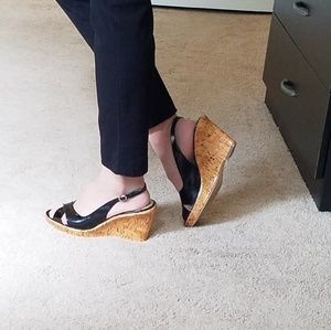 Rampage Black Patent Wedges